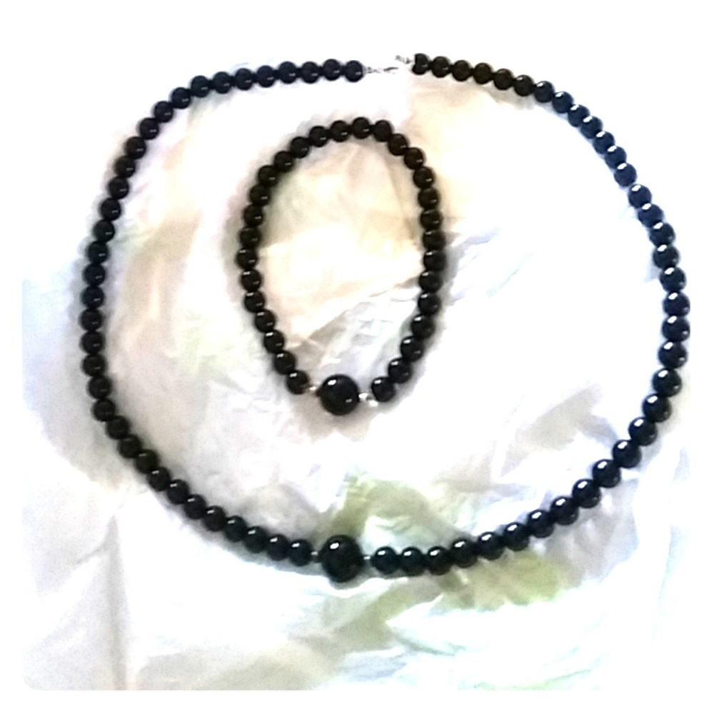 Black Agate bead Necklace and bracelet